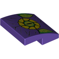 Brick Curved 2 x 2 x 2/3 with Yellow/Lime Circle/Eye/Arc Reactor print — Dark Purple
