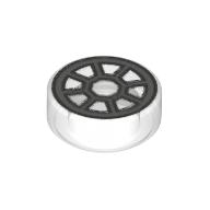 Tile Round 1 x 1 with Dark Bluish Grey Cockpit print — Trans-Clear