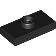 Plate Special 1 x 2 with 1 Stud with Groove and Inside Stud Holder (Jumper) — Black