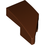 Brick Wedged, Curved 2 x 1 with Stud Notch Left — Reddish Brown