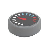 Tile Round 1 x 1 with Gauge Print — Light Bluish Gray