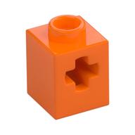 Technic Brick 1 x 1 with Axle Hole — Orange