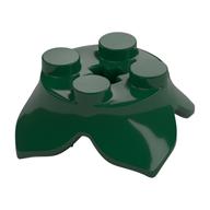 Plant, Leaves, Round 2 x 2 x 2/3 with + Axle Hole and 4 Leaf Extensions — Dark Green