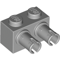 Brick Special 1 x 2 with 2 Pins, Round Pin Holes — Light Bluish Gray