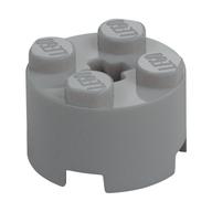 Brick Round 2 x 2 with Axle Hole — Light Bluish Gray