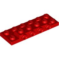Plate Special 2 x 6 x 2/3 with 4 Studs on Side, 1 Support Wall on Bottom — Red