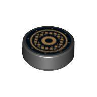 Tile Round 1 x 1 with Speaker Grille Print — Black
