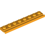 Plate Special 1 x 8 with Door Rail — Bright Light Orange