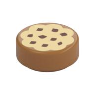 Tile Round 1 x 1 with Cookie Print — Medium Nougat