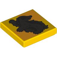 Tile 2 x 2 with Brown Badger, Hufflepuff Crest print — Yellow