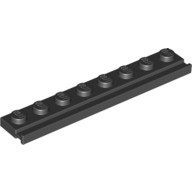 Plate Special 1 x 8 with Door Rail — Black