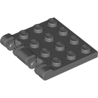 Hinge Plate 3 x 4 Locking Dual 2 Finger, 9 Teeth — Dark Bluish Gray